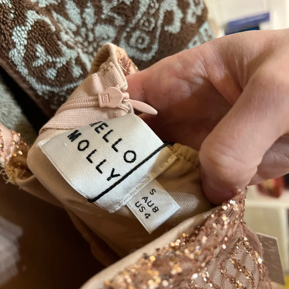 Hello Molly Gold Ruched Ruffled Cocktail Dress - Picture 7 of 10